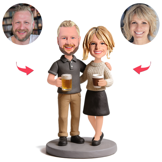 Liebespaar mit Getränken Benutzerdefinierte Bobbleheads
