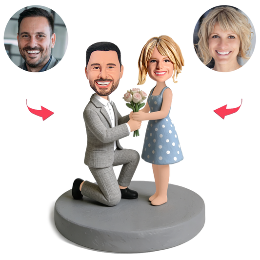 Romantischer Heiratsantrag eines Paares Benutzerdefinierte Bobbleheads