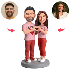 Paar in rosa Hemden Benutzerdefinierte Bobbleheads