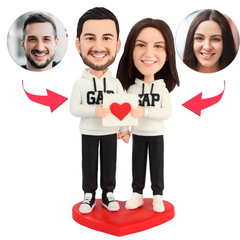 Paar trägt Gap-Hoodies Benutzerdefinierte Bobbleheads