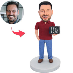 Kundenspezifischer Bobbleheads Bester Chef aller Zeiten addieren Text