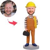 Elektriker hält Draht Kundenspezifische Bobbleheads mit graviertem Text  Tragen Sie einen Schutzhelm