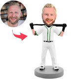 Weißer Anzug eines Baseballspielers Kundenspezifische Bobbleheads mit graviertem Text