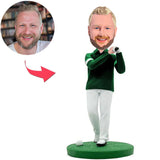 Mann spielt Golf Kundenspezifische Bobbleheads mit graviertem Text
