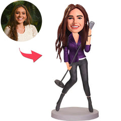 Weibliche Sängerin Kundenspezifische Bobbleheads mit graviertem Text