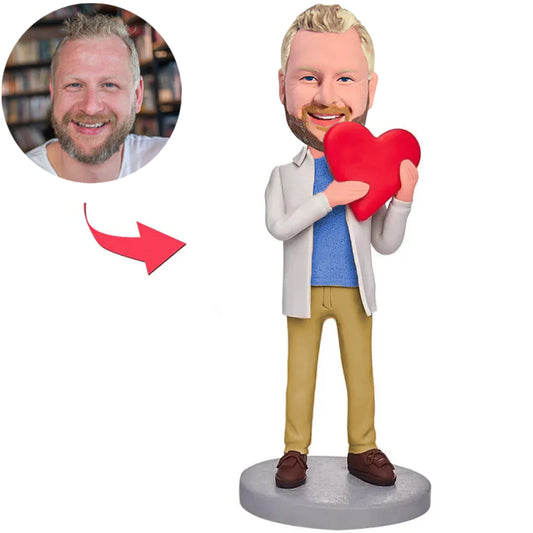 Liebes-Herz-Mann Kundenspezifische Bobbleheads mit eingraviertem Text