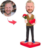 Mann mit Rose und Herz Kundenspezifische Bobbleheads mit eingraviertem Text