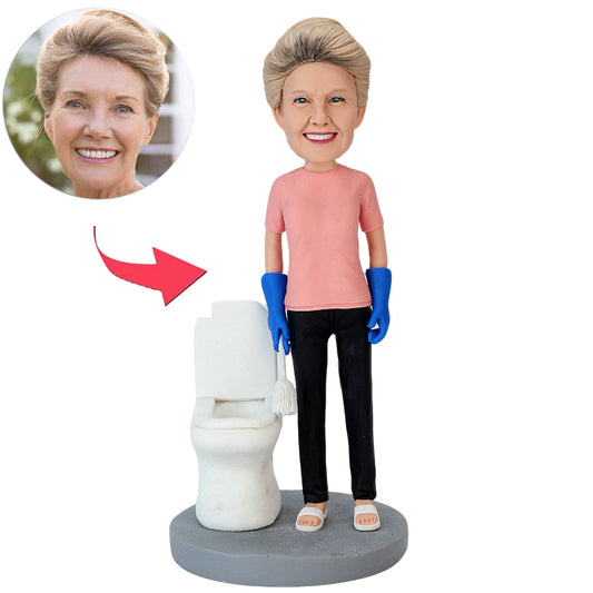 Geschenke zum Muttertag Frau putzt die Toilette Benutzerdefinierte Wackelköpfe