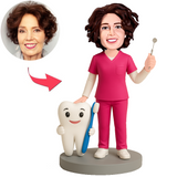 Zahnärztin mit großem Zahn Benutzerdefinierte Bobbleheads
