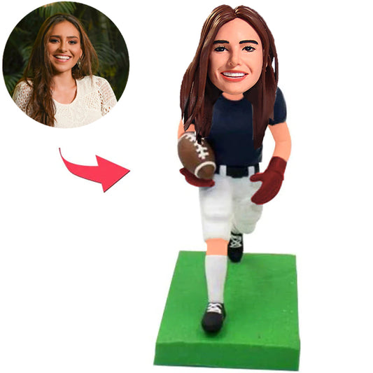Weibliche Fußballspielerin Kundenspezifische Bobbleheads addieren Text