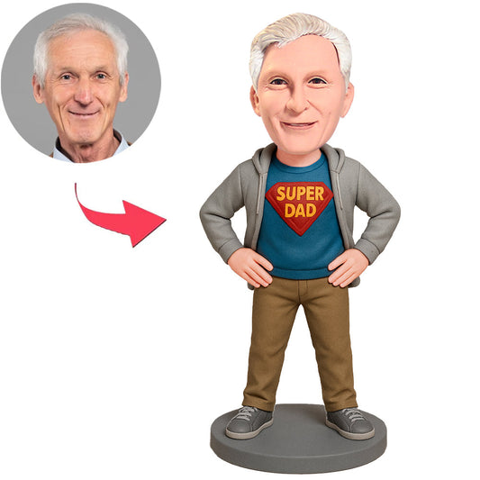 Super Papa mit den Händen in den Hüften Benutzerdefinierte Wackelköpfe