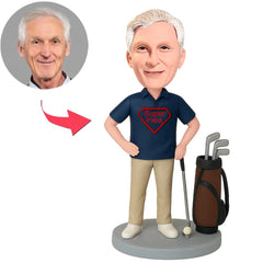 Super Papa Golf Blaues Hemd Benutzerdefinierte Bobbleheads
