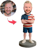 Mann trägt Kleidung mit amerikanischer Flagge Benutzerdefinierte Bobbleheads