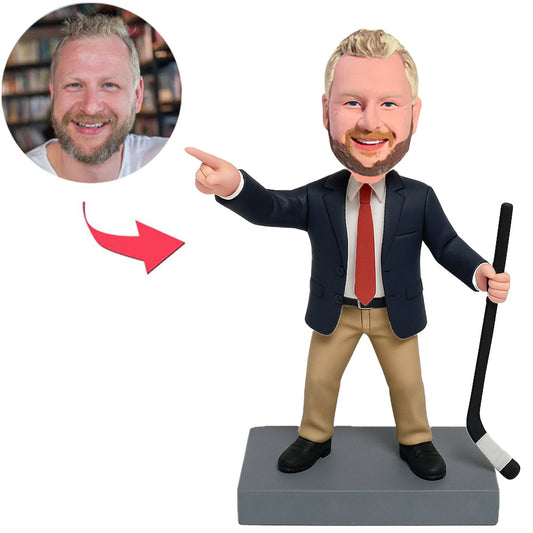 Hockeytrainer im Anzug Benutzerdefinierte Wackelköpfe