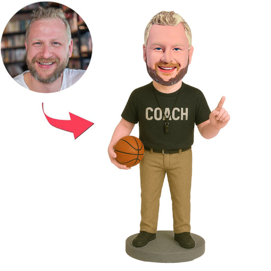 Basketballtrainer trägt schwarzes Hemd Benutzerdefinierte Wackelköpfe