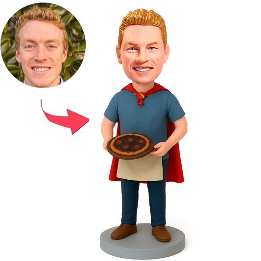Mann mit Pizza unter Umhang Benutzerdefinierte Bobbleheads