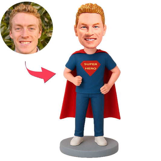 Lässiger Superheld mit Umhang Benutzerdefinierte Bobbleheads