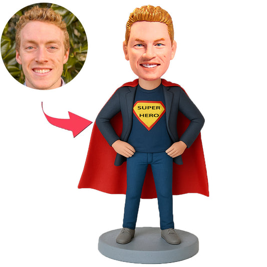 Geschäftsmann als Superheld mit Umhang Benutzerdefinierte Bobbleheads