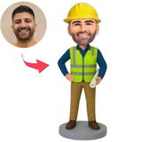 Männlicher Ingenieur mit Bauplänen Benutzerdefinierte Bobbleheads