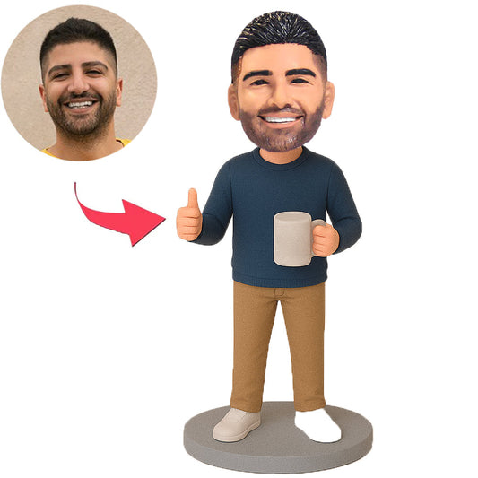 Lässiger Mann mit Daumen hoch Benutzerdefinierte Bobbleheads