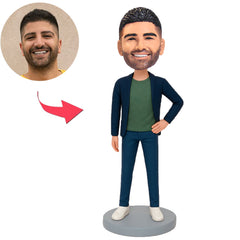 Cooler Geschäftsmann in dunkelblauem Anzug Benutzerdefinierte Bobbleheads