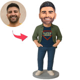 Lässiger Superheld in grüner Jacke Benutzerdefinierte Bobbleheads