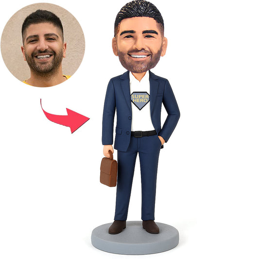 Geschäfts-Superheld mit Tasche Benutzerdefinierte Bobbleheads