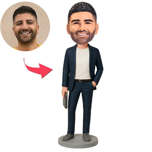 Geschäftsmann mit Tablet Benutzerdefinierte Bobbleheads
