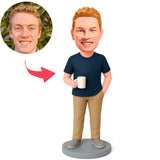 Lässiger Mann mit Tasse Benutzerdefinierte Bobbleheads