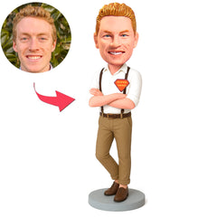 Superheld in brauner Arbeitshose Benutzerdefinierte Bobbleheads