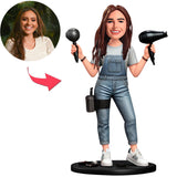 Friseurin mit Haartrockner Benutzerdefinierte Bobbleheads