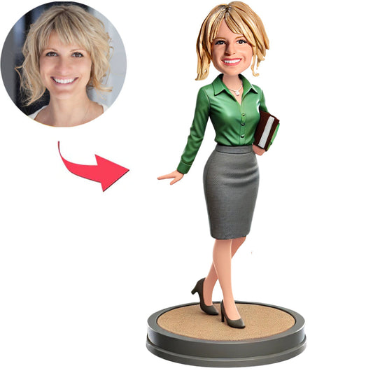 Lehrerin mit Buch Benutzerdefinierte Bobbleheads