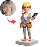 Ingenieurin mit Projektplan Benutzerdefinierte Bobbleheads
