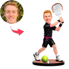 Tennisspieler in schwarzer Sportkleidung Benutzerdefinierte Bobbleheads