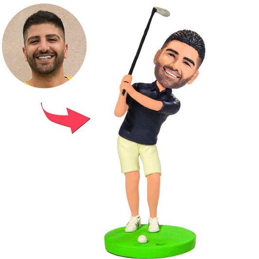 Golfspieler Mit Golfloch Base Kundenspezifische Bobbleheads mit eingraviertem Text