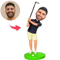 Golfspieler Mit Golfloch Base Kundenspezifische Bobbleheads mit eingraviertem Text
