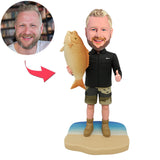 Mann mit Daumen hoch und großem Fisch Benutzerdefinierte Bobbleheads