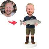 Lässiger Mann mit großem Fisch Benutzerdefinierte Bobbleheads