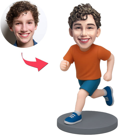 Fröhlicher laufender Junge Benutzerdefinierte Bobbleheads