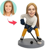Kleines Mädchen spielt Eishockey Benutzerdefinierte Bobbleheads