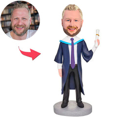 Blaues Abschlusskleid für Herren Kundenspezifische Bobbleheads fügen Text hinzu