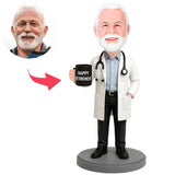 Fröhlicher Ruhestand Arzt mit Tasse Benutzerdefinierte Bobbleheads
