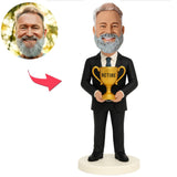Geschäftsmann mit Ruhestand Trophäe Benutzerdefinierte Bobbleheads