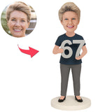 67 Jahre glückliche Rentnerin Benutzerdefinierte Bobbleheads