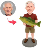 Mann in rotem Hemd mit großem Fisch Benutzerdefinierte Bobbleheads