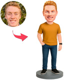 Mann in gelbem Kurzarmhemd Benutzerdefinierte Bobbleheads