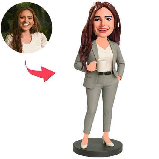 Geschäftsfrau mit Tasse Benutzerdefinierte Bobbleheads