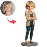 Geschäftsfrau in dunkelschiefergrauer Hose Benutzerdefinierte Bobbleheads