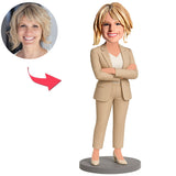Büroangestellte in beigem Anzug Benutzerdefinierte Bobbleheads