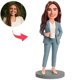 Büroangestellte in blaugrauem Anzug Benutzerdefinierte Bobbleheads